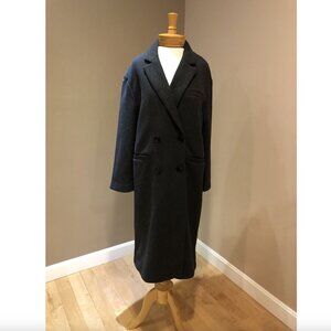 New Zara Oversized Gray Double-Breasted Wool Long Slouch Coat/Jacket, Size S